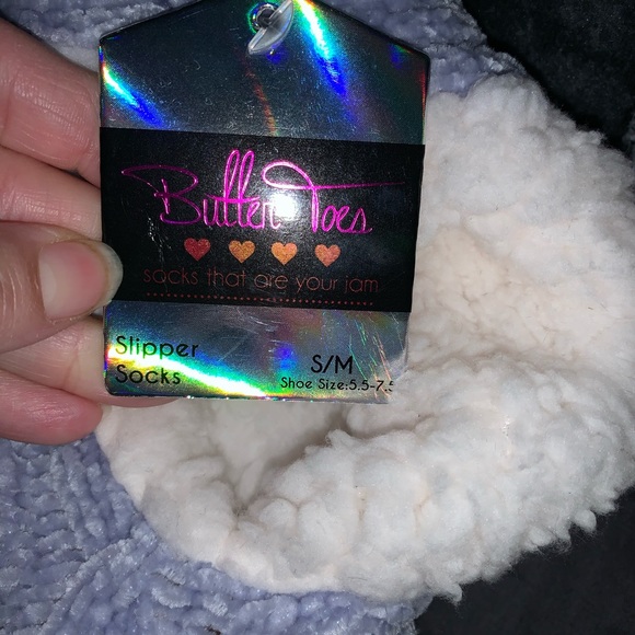 Cornflower Blue and Cream Slipper Socks - Picture 4 of 6